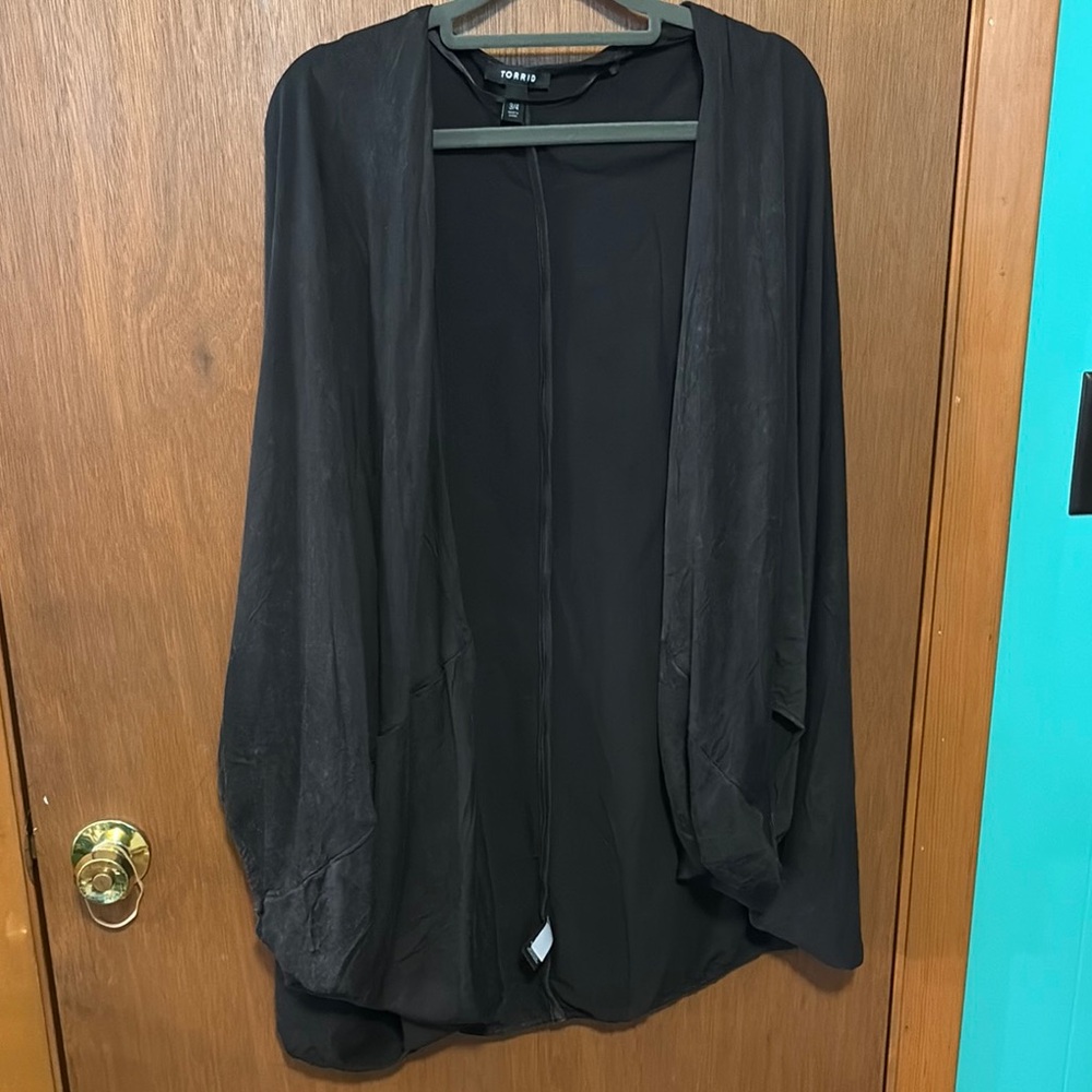 Black Draped Cardigan Kimono Torrid size 3